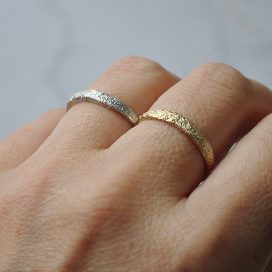 Half Textured Ring, Silver