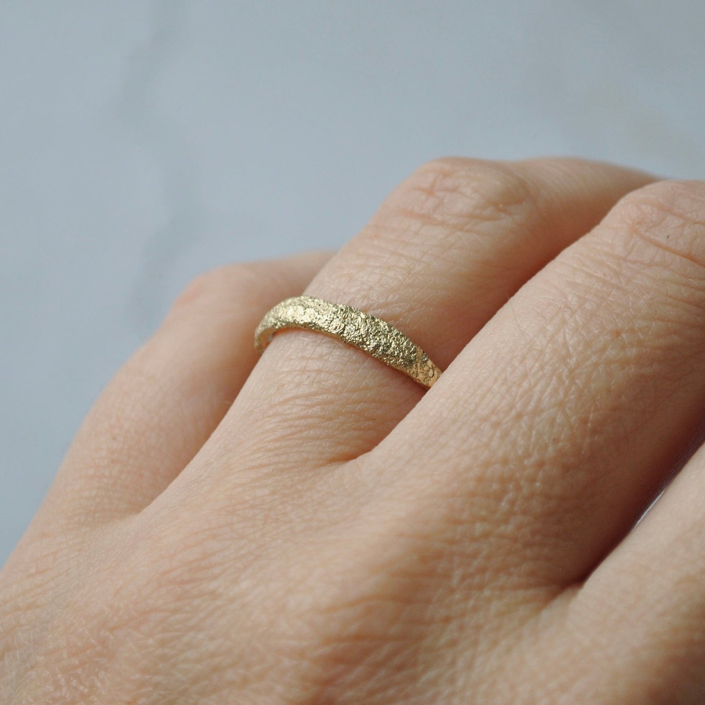Half Textured Ring (narrow), Gold