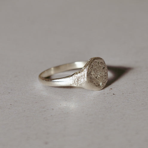Raw textured signet ring