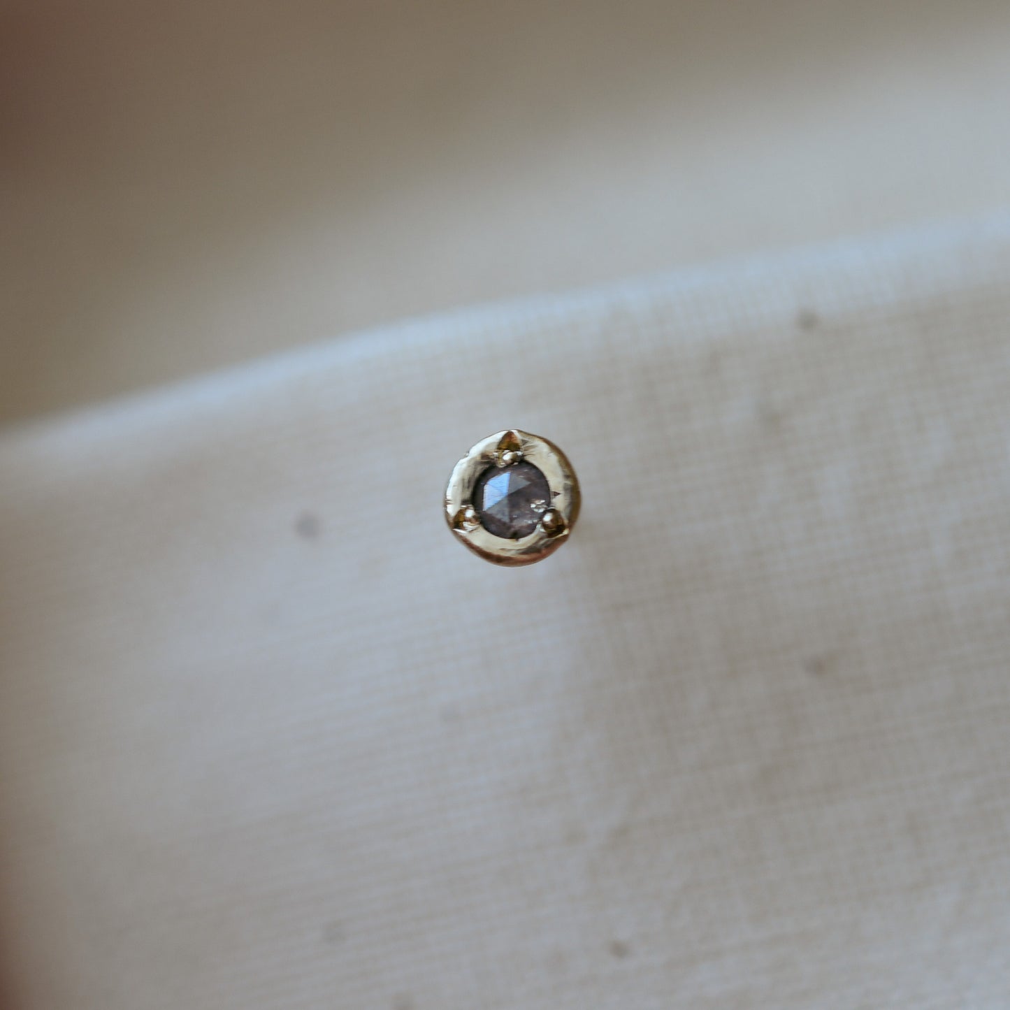 Rosecut Diamond and 9 Carat Gold Stud Earring