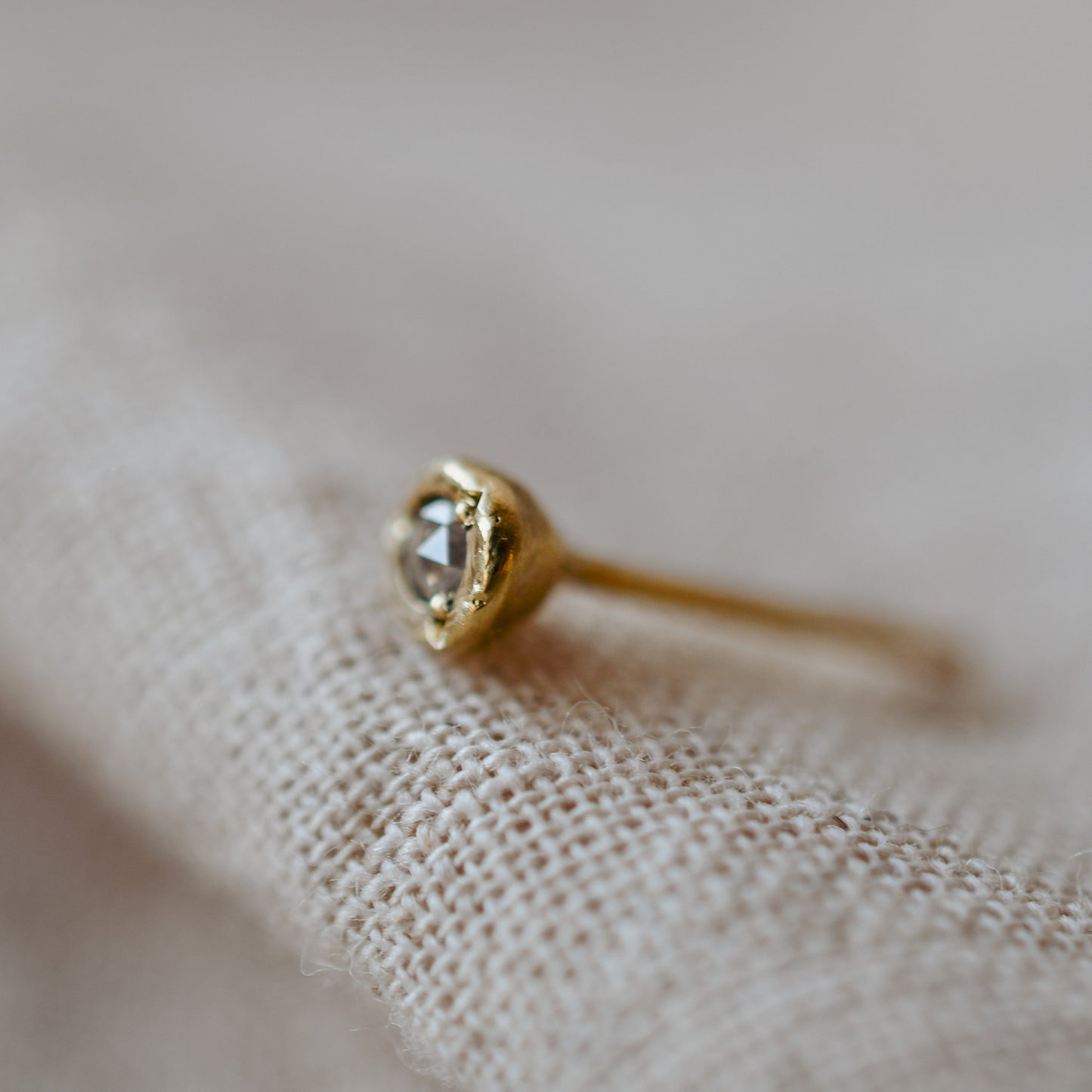 Rosecut Diamond and 9 Carat Gold Stud Earring