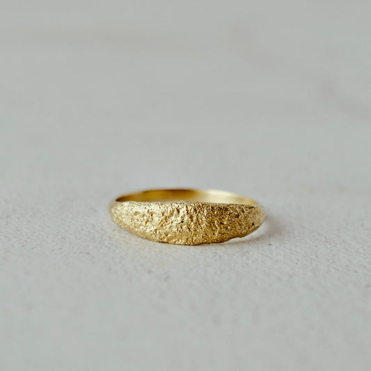 Half Textured Ring (medium), Gold