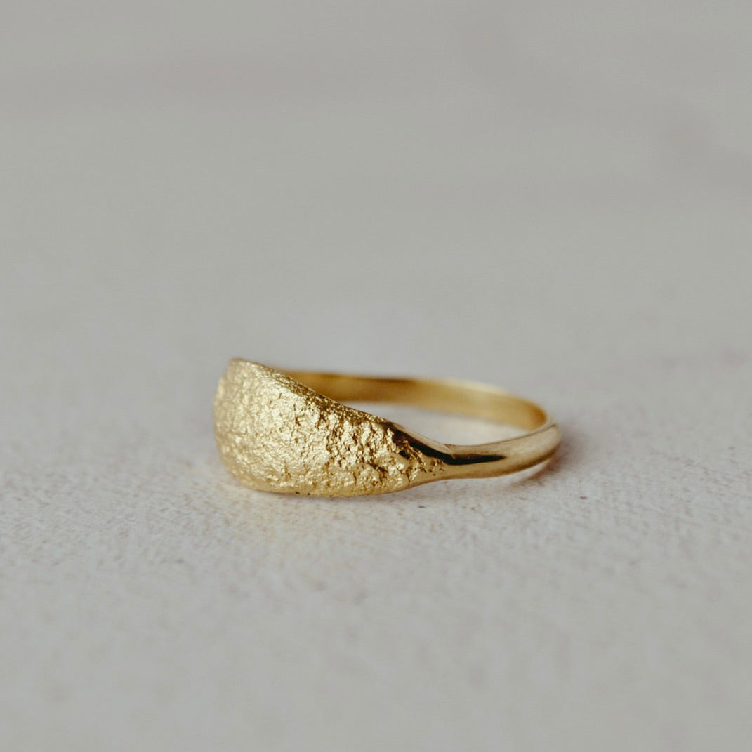 Half Textured Ring (wide), Gold