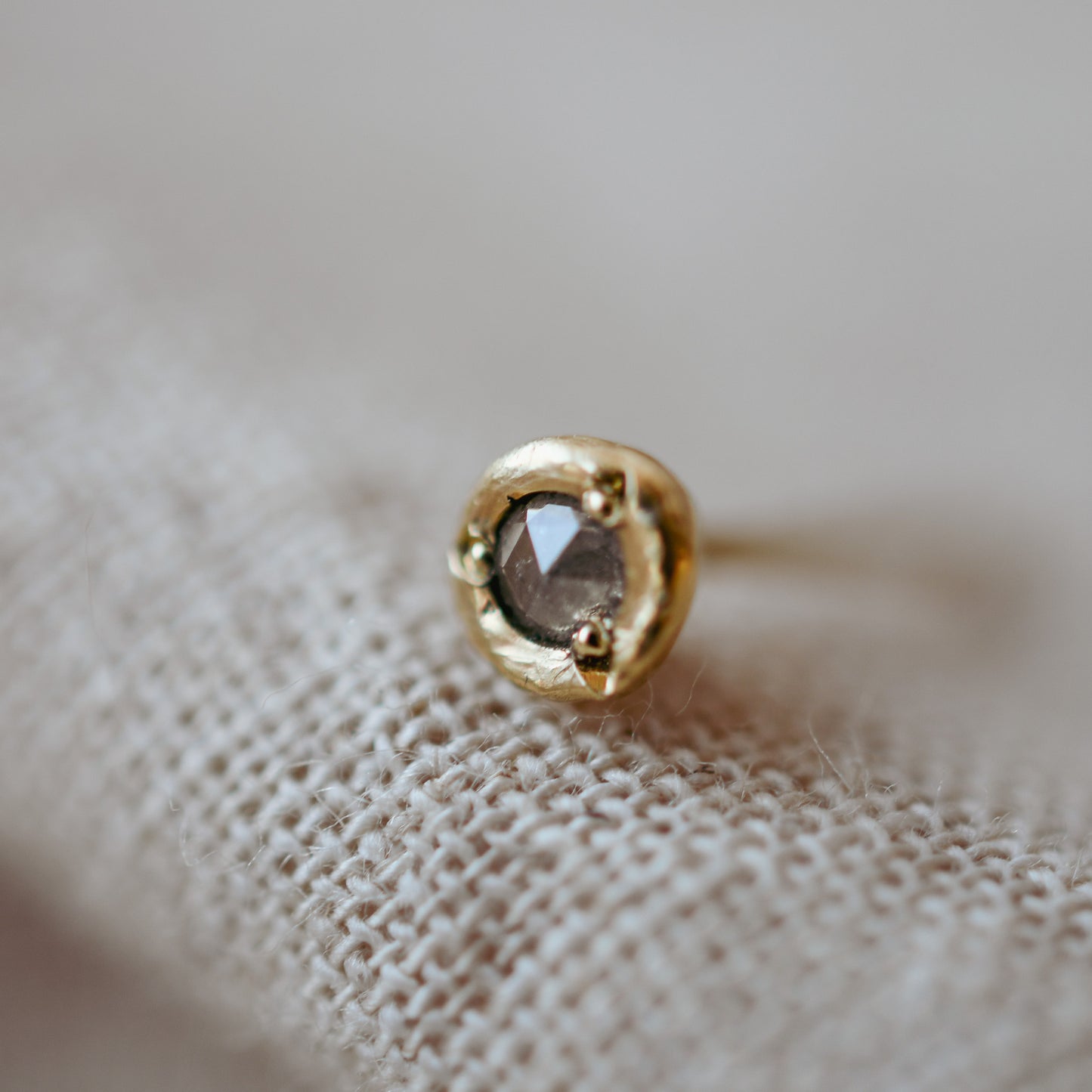 Rosecut Diamond and 9 Carat Gold Stud Earring