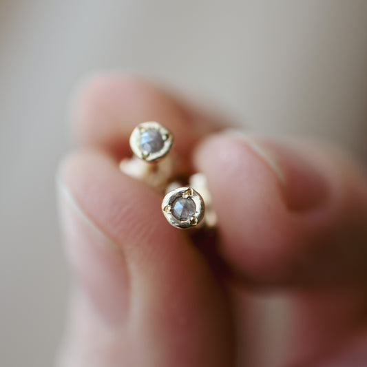 Rosa Earrings, Rosecut Diamonds and 9 Carat Gold