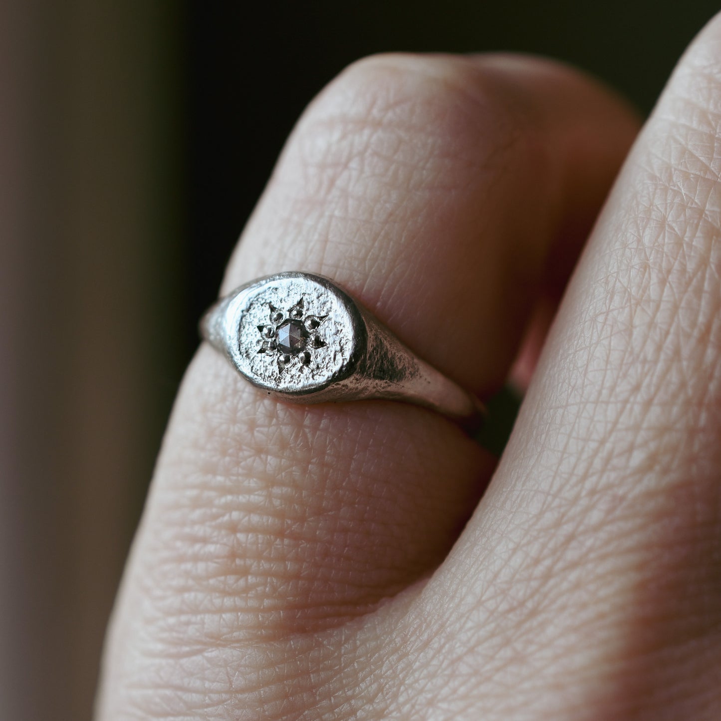 Silver and Diamond Signet Ring