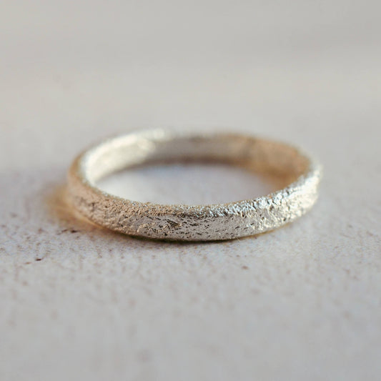 Ancient-Inspired Textured Ring, Silver