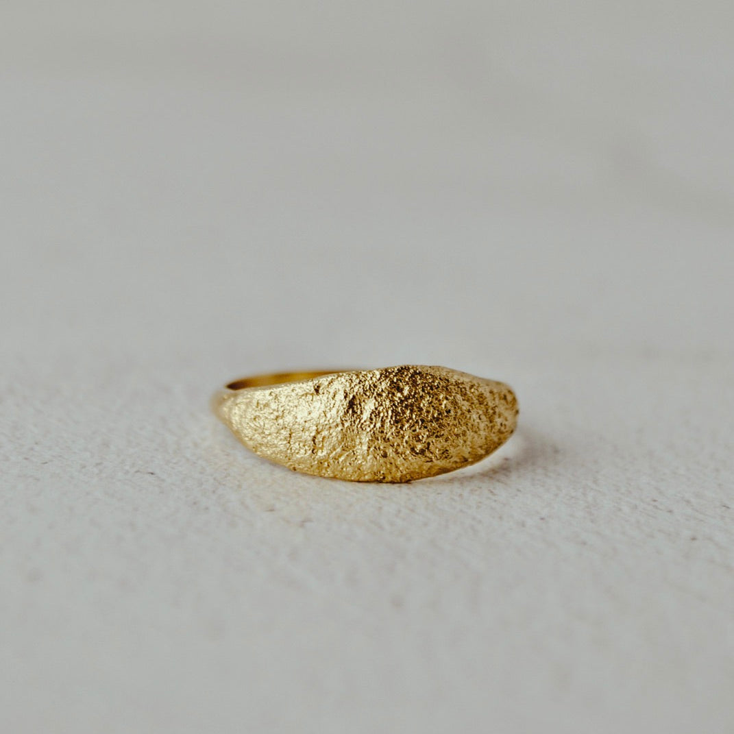 Half Textured Ring (wide), Gold