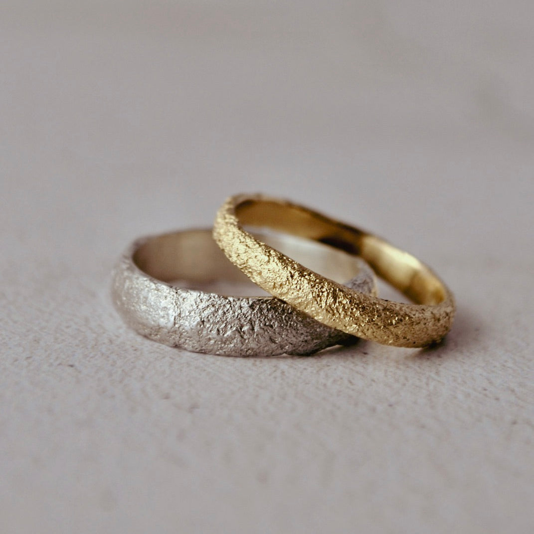 Raw textured wedding ring 5mm wide