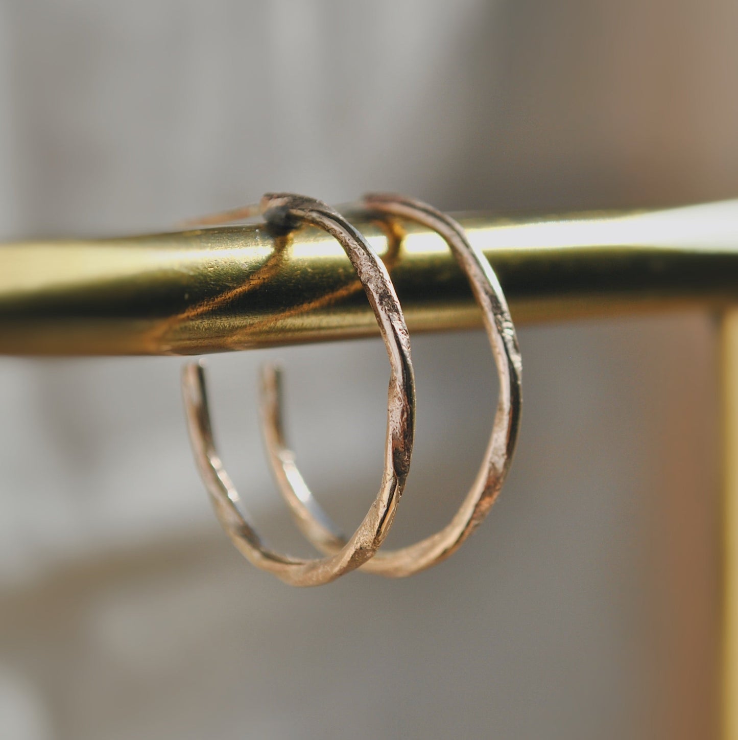 Medium twisted hoops, 9 carat gold